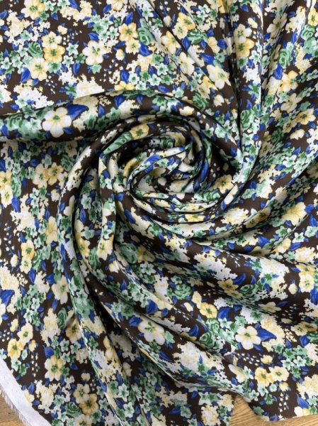 画像6: 生地:ダブル幅ポリエステル100%花柄プリント(茶/黄色) (6)