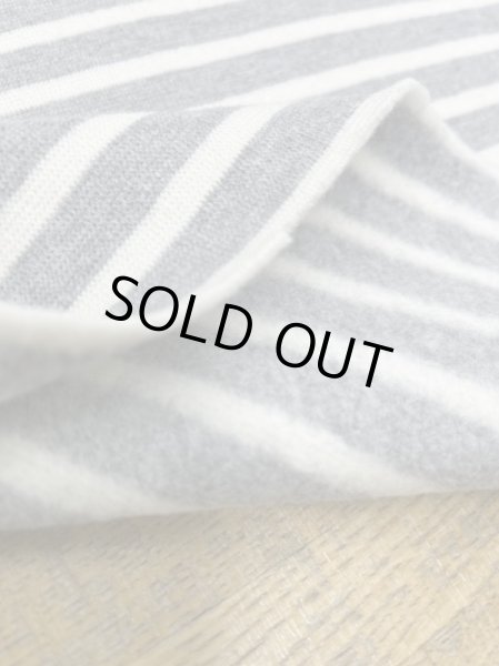 画像5: 生地:綿100%ボーダー柄裏起毛裏毛(グレー/白) (5)