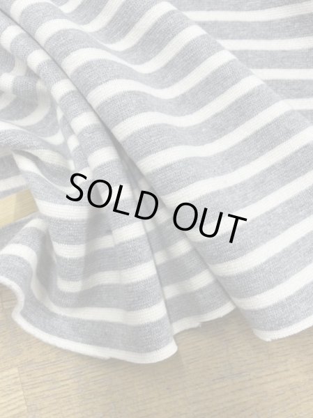 画像6: 生地:綿100%ボーダー柄裏起毛裏毛(グレー/白) (6)
