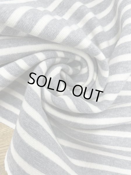 画像7: 生地:綿100%ボーダー柄裏起毛裏毛(グレー/白) (7)