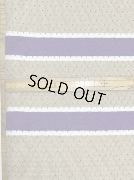 画像2: 生地:綿100%太ボーダー穴あきニット(ベージュ/紫/白) (2)