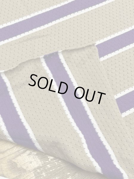画像3: 生地:綿100%太ボーダー穴あきニット(ベージュ/紫/白) (3)