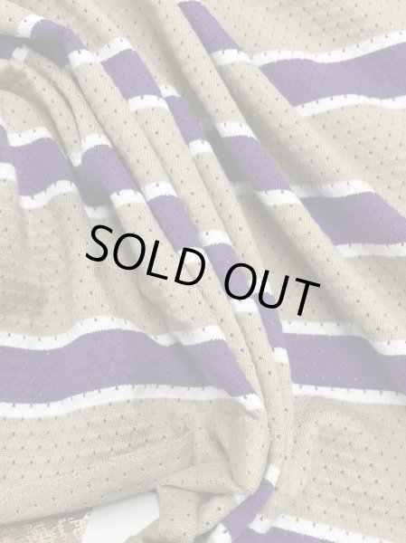 画像5: 生地:綿100%太ボーダー穴あきニット(ベージュ/紫/白) (5)