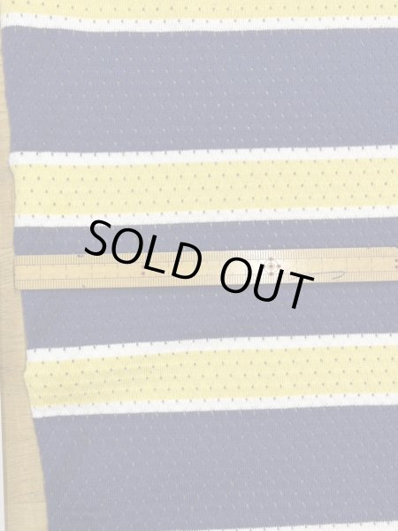 画像2: 生地:綿100%太ボーダー穴あきニット(紺/黄/白) (2)