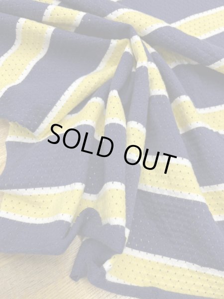 画像5: 生地:綿100%太ボーダー穴あきニット(紺/黄/白) (5)