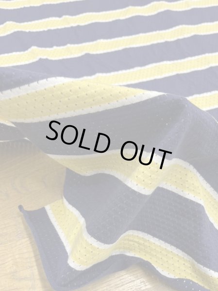 画像6: 生地:綿100%太ボーダー穴あきニット(紺/黄/白) (6)