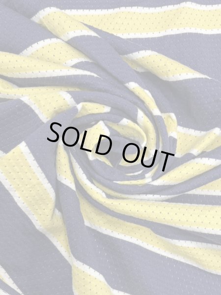 画像7: 生地:綿100%太ボーダー穴あきニット(紺/黄/白) (7)