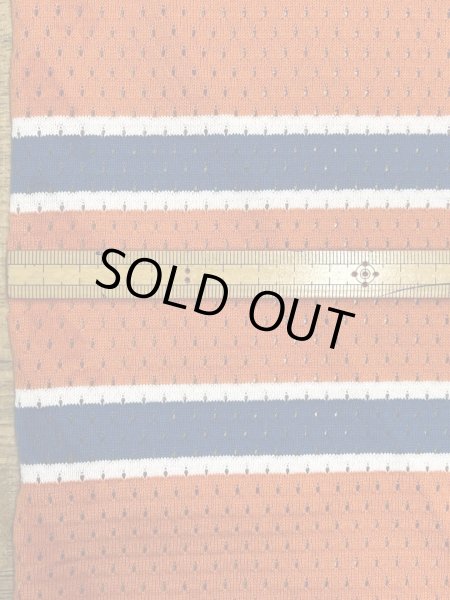 画像2: 生地:綿100%太ボーダー穴あきニット(オレンジ/青/白) (2)