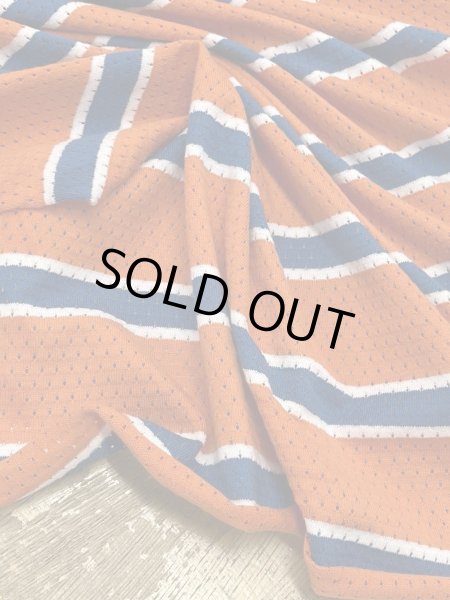 画像4: 生地:綿100%太ボーダー穴あきニット(オレンジ/青/白) (4)