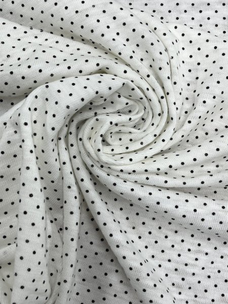 画像6: 生地:綿100%水玉柄シャンブレー天竺ニット(白/黒) (6)