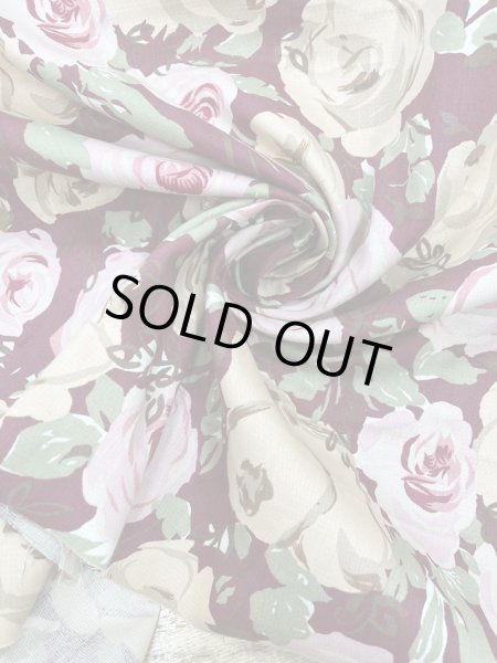 画像6: 生地:綿100%薔薇柄コットンツイル(エンジ) (6)