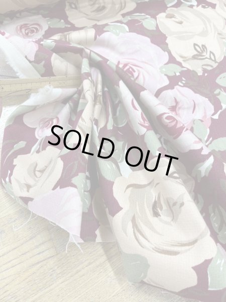 画像5: 生地:綿100%薔薇柄コットンツイル(エンジ) (5)