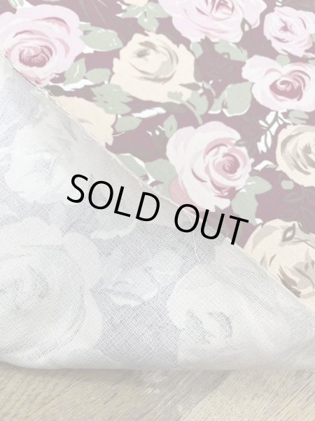 画像3: 生地:綿100%薔薇柄コットンツイル(エンジ) (3)