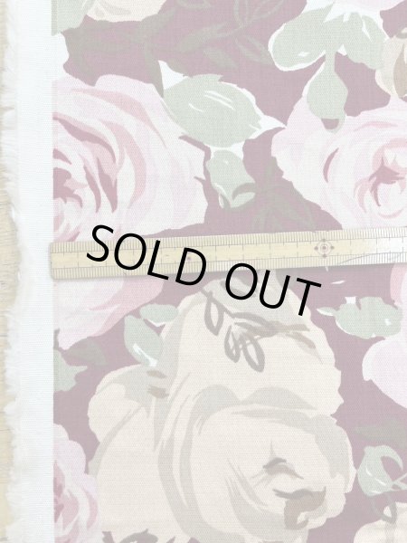 画像2: 生地:綿100%薔薇柄コットンツイル(エンジ) (2)