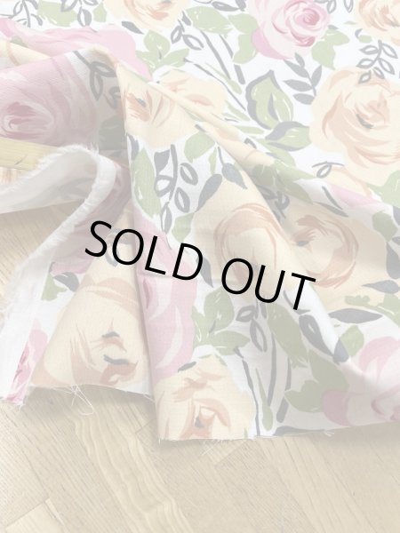 画像5: 生地:綿100%薔薇柄コットンツイル(オフ) (5)