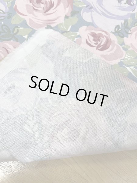 画像3: 生地:綿100%薔薇柄コットンツイル(ブルーグリーン) (3)