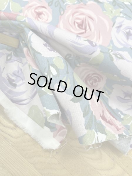 画像5: 生地:綿100%薔薇柄コットンツイル(ブルーグリーン) (5)