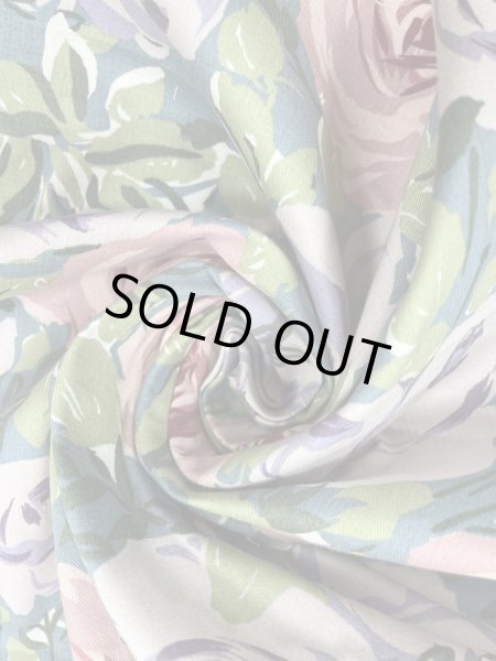 画像6: 生地:綿100%薔薇柄コットンツイル(ブルーグリーン) (6)