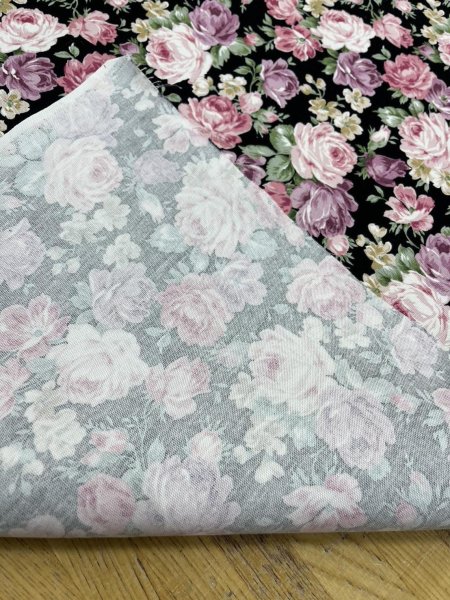 画像3: 生地:綿100%花柄コットンオックス(黒) (3)