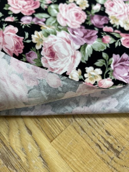 画像4: 生地:綿100%花柄コットンオックス(黒) (4)