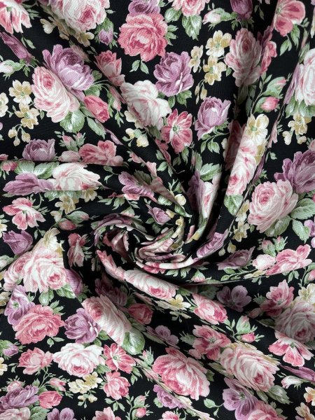 画像7: 生地:綿100%花柄コットンオックス(黒) (7)