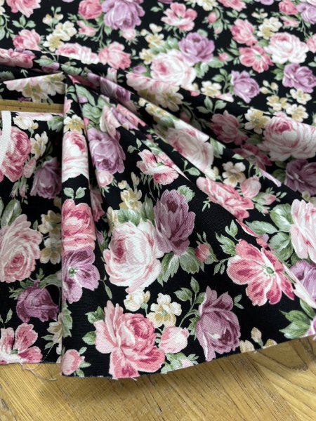 画像6: 生地:綿100%花柄コットンオックス(黒) (6)