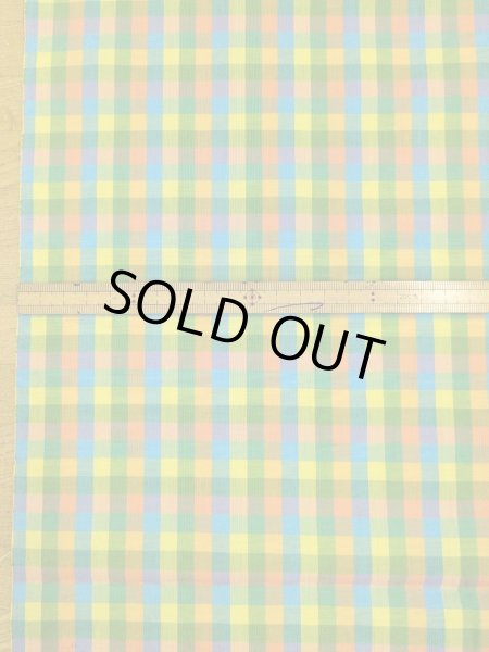 画像2: 生地:綿100%カラフルチェック柄中(グリーン系) (2)