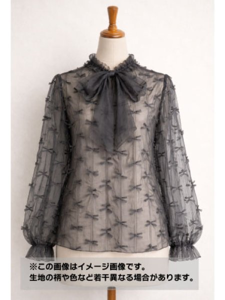 画像1: 生地：ポリエステル100％ シフォンリボン装飾（黒） (1)