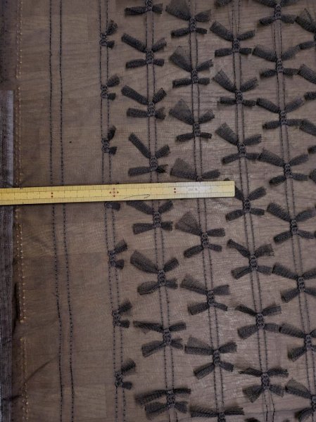 画像2: 生地：ポリエステル100％ シフォンリボン装飾（茶） (2)