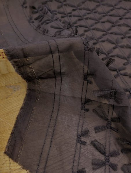 画像4: 生地：ポリエステル100％ シフォンリボン装飾（茶） (4)