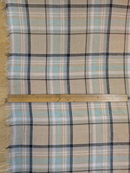 画像3: 生地：ポリエステルチェックボイル（ベージュ×ブルー） (3)