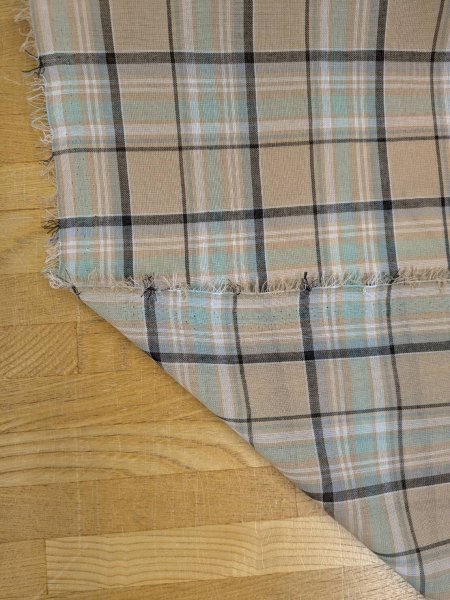 画像4: 生地：ポリエステルチェックボイル（ベージュ×ブルー） (4)