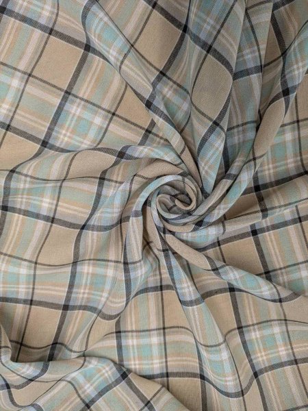 画像7: 生地：ポリエステルチェックボイル（ベージュ×ブルー） (7)