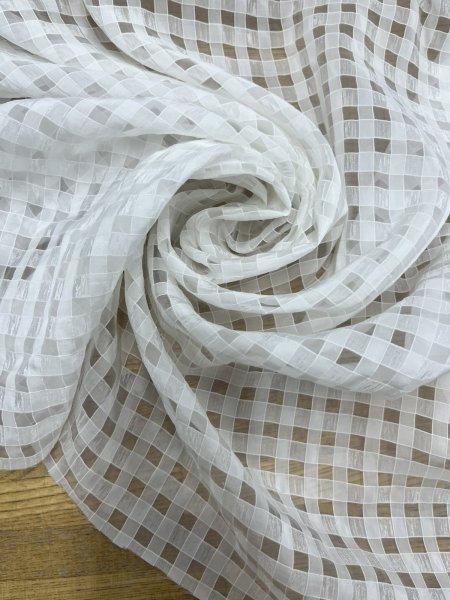 画像7: 生地：ポリエステル100％シアーギンガムチェック（白） (7)