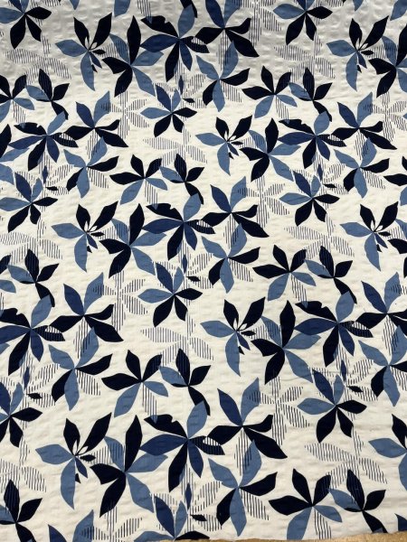 画像3: 生地:綿100%花柄サッカー生地(白/ブルー) (3)