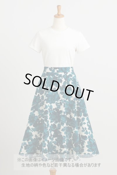 画像1: 生地：花柄膨れ織り（白地×ブルー） (1)