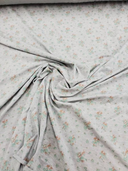 画像3: 生地:綿花柄天竺(グレー/グリーン) (3)