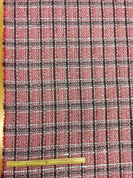 画像3: 生地:チェック柄ポリ混ウール(赤) (3)