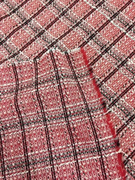 画像4: 生地:チェック柄ポリ混ウール(赤) (4)