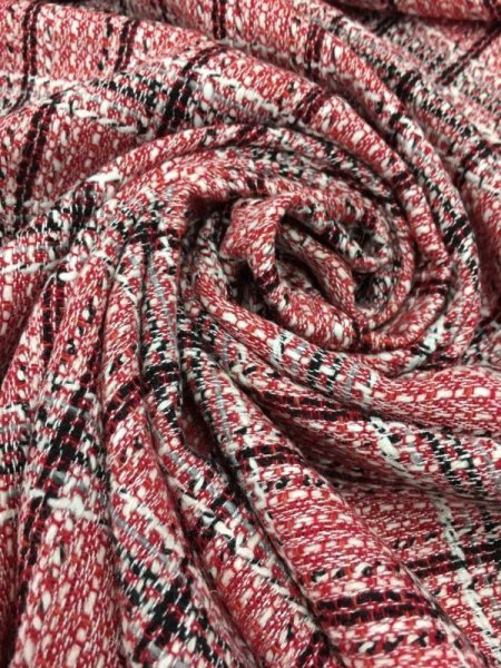 画像5: 生地:チェック柄ポリ混ウール(赤) (5)