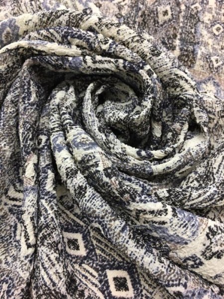 画像4: 生地:アジアン柄ストレッチ(ベージュ/黒) (4)