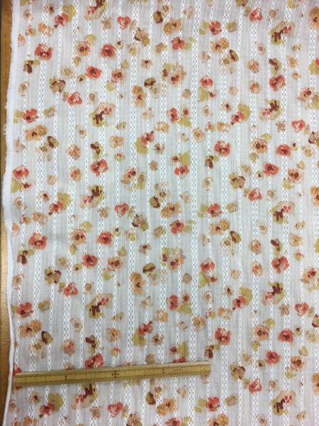 画像2: 生地:水彩花柄ドビーストライプ (2)