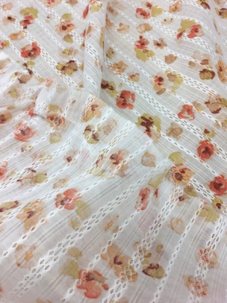 画像4: 生地:水彩花柄ドビーストライプ (4)