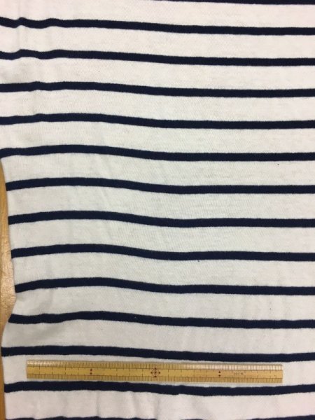 画像2: 生地:ボーダー天竺(生成/紺) (2)