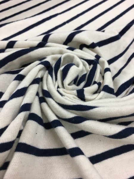 画像4: 生地:ボーダー天竺(生成/紺) (4)