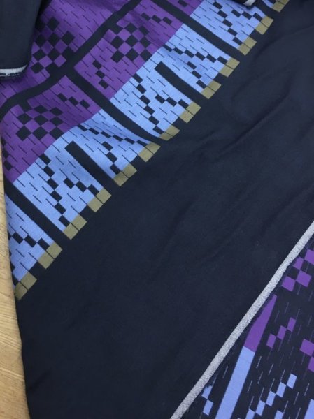 画像5: 生地:クロスステッチ風刺繍生地(紺) (5)