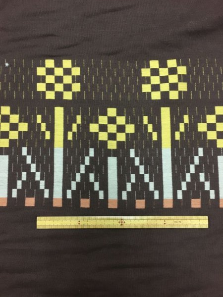 画像3: 生地:クロスステッチ風刺繍生地(茶) (3)