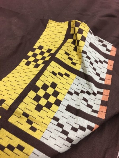 画像5: 生地:クロスステッチ風刺繍生地(茶) (5)