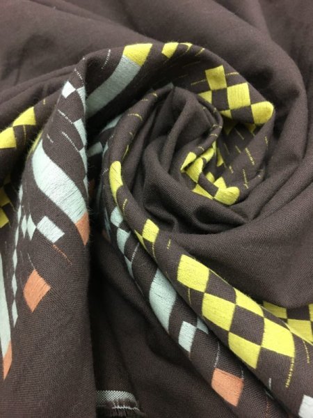 画像6: 生地:クロスステッチ風刺繍生地(茶) (6)