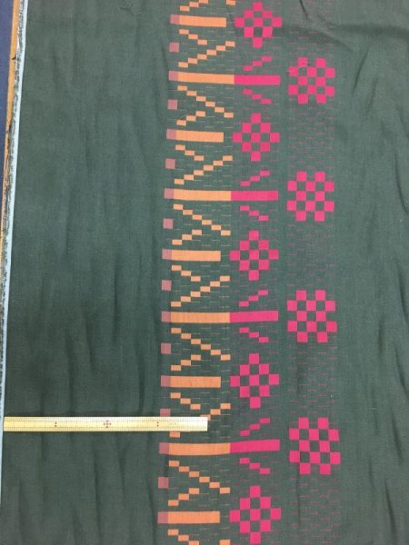 画像3: 生地:クロスステッチ風刺繍生地(カーキ) (3)